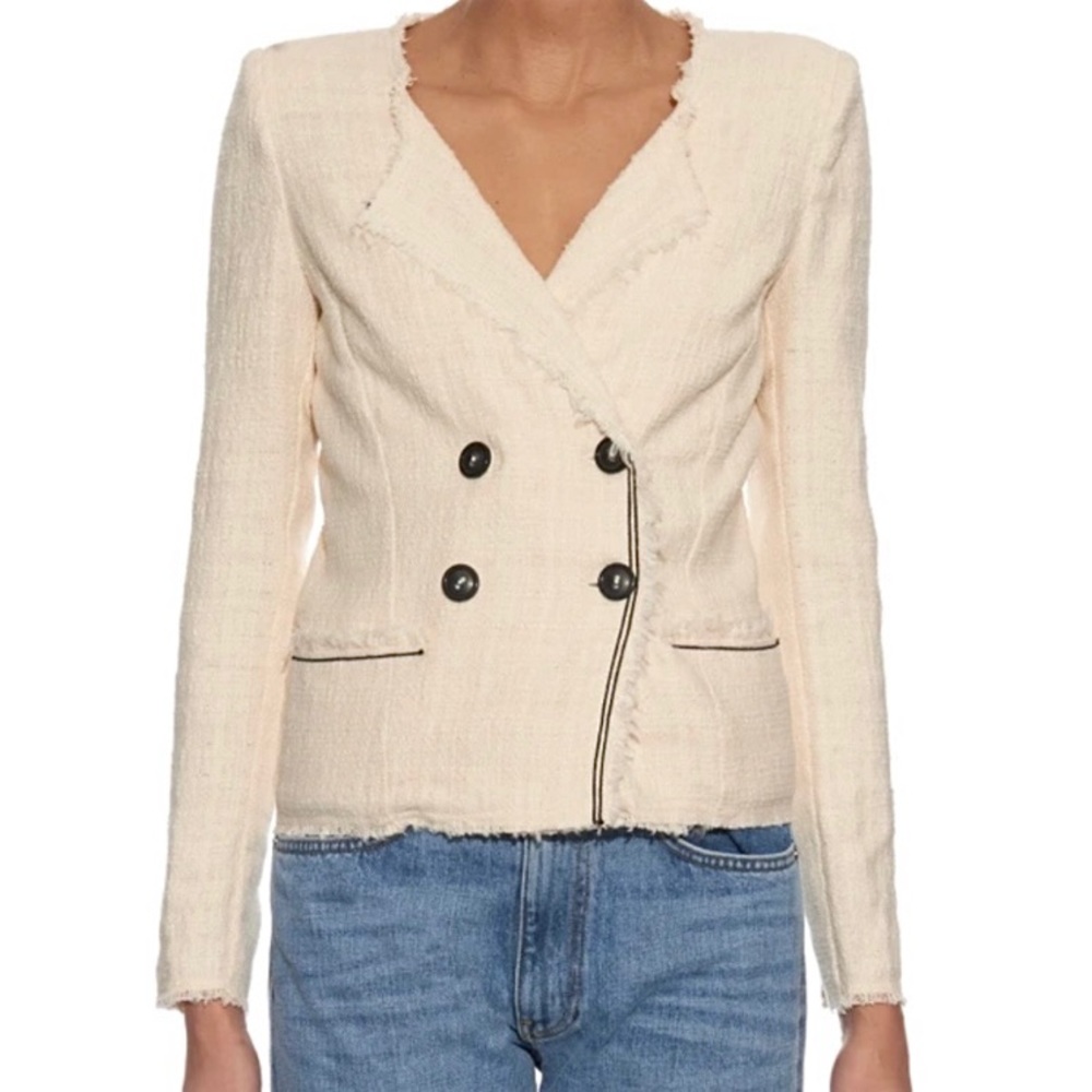 Isabel Marant Étoile Flenn Cream Tweed Double Breasted Jacket